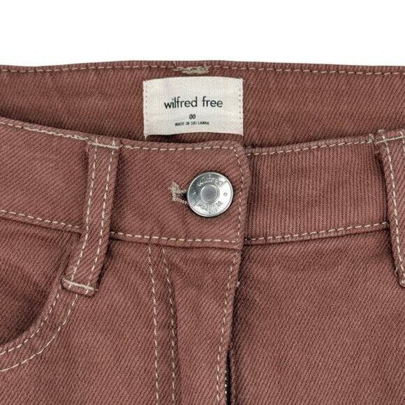 WILFRED FREE Aritzia Date High-Waisted A-Line Mini Skirt Sz 00 GD Sorbet Moka - Picture 4 of 6